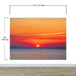 Adhesivo para pared con puesta de sol sobre la playa y cielo rojo n.° 6005