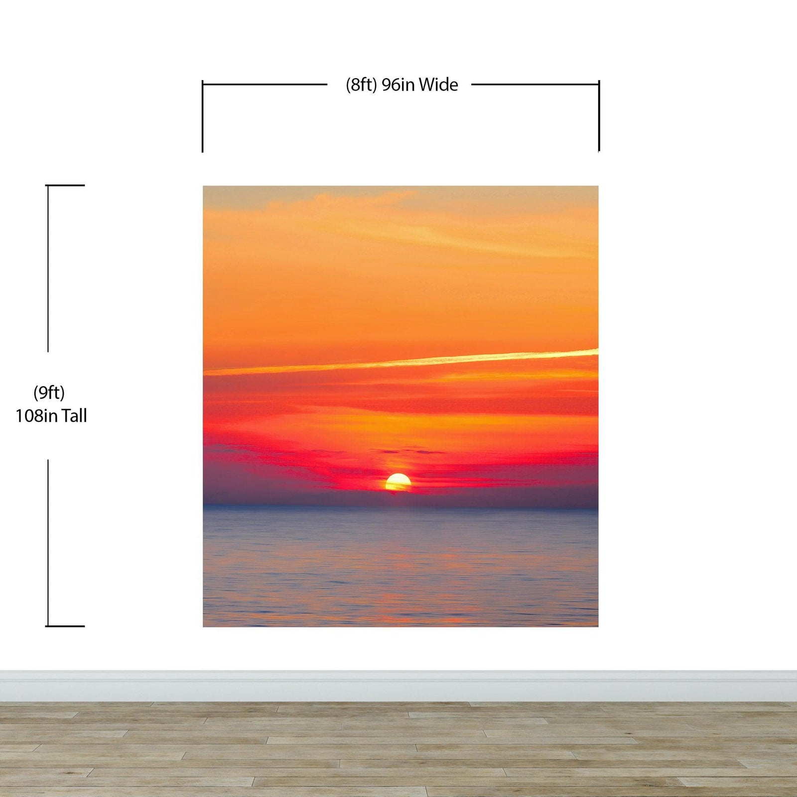 Adhesivo para pared con puesta de sol sobre la playa y cielo rojo n.° 6005