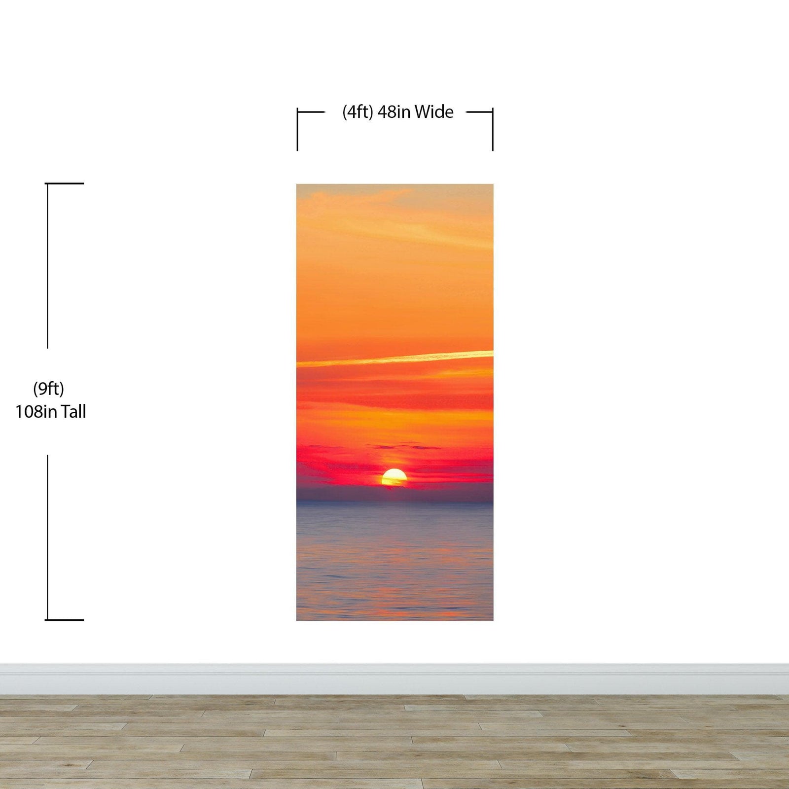 Adhesivo para pared con puesta de sol sobre la playa y cielo rojo n.° 6005
