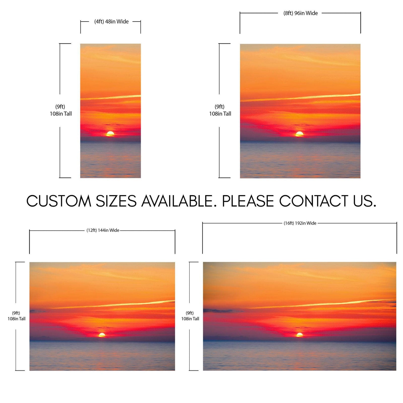 Adhesivo para pared con puesta de sol sobre la playa y cielo rojo n.° 6005