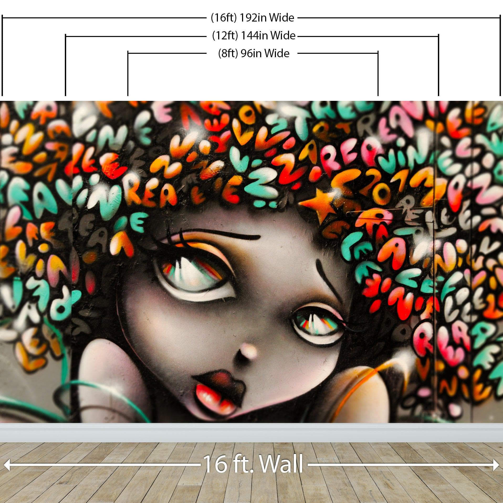 Adhesivo para pared con diseño de graffiti de una niña n.° 6007