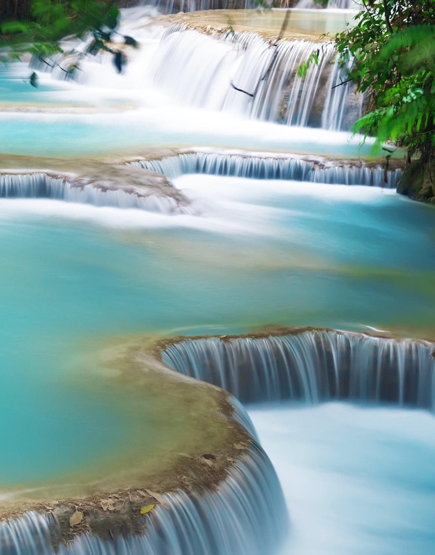 Mural de papel pintado con cascada de Kuang Si Tailandia. #6041