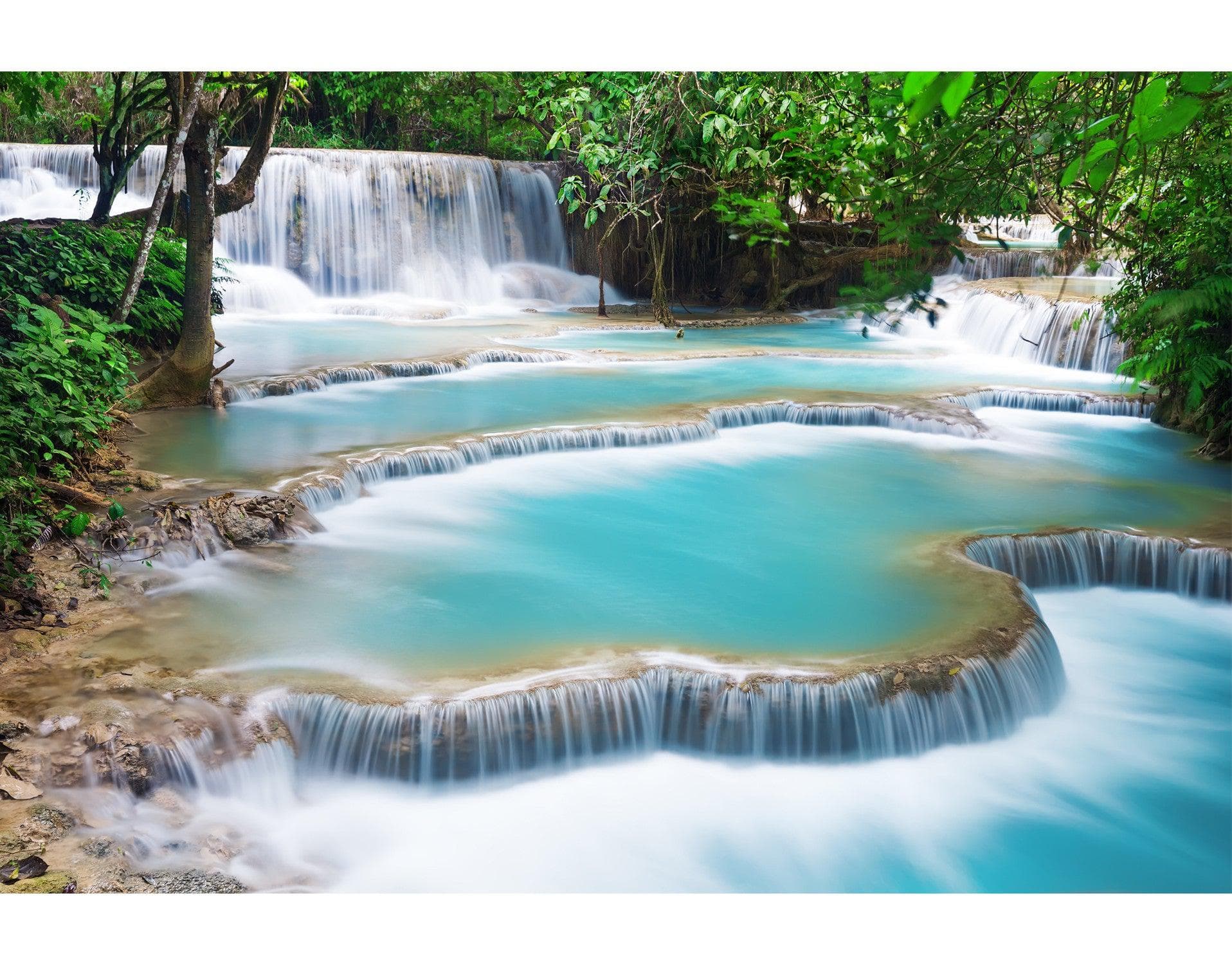 Mural de papel pintado con cascada de Kuang Si Tailandia. #6041