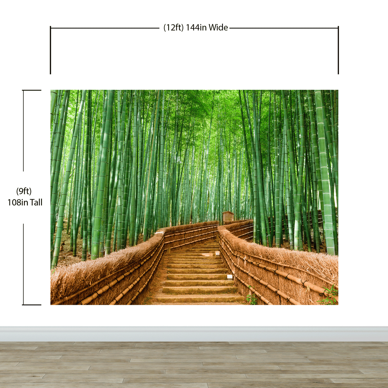 Mural de pared del bosque de bambú japonés Arashiyama Woods n.° 6043