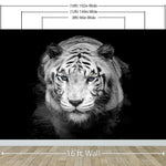 Mural grande "Tigre mira fijamente" (blanco y negro) n.° 6045