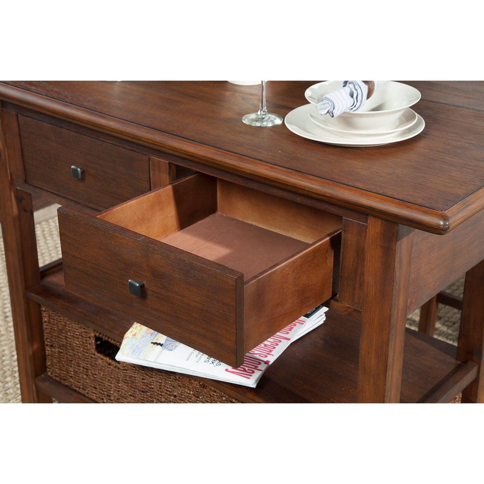 Carrito de cocina Caldwell, capuchino antiguo