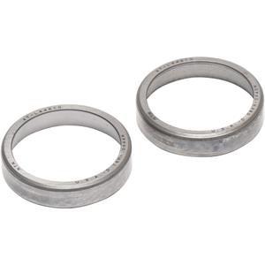 Two metallic bearings on a white background