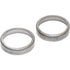 Two metallic bearings on a white background
