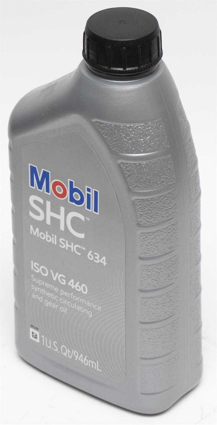 Mobil SHC oil bottle on a white background