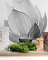 Mural de pared con flor de loto en blanco y negro n.° 6116