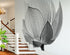 Mural de pared con flor de loto en blanco y negro n.° 6116