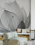 Mural de pared con flor de loto en blanco y negro n.° 6116