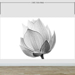 Mural de pared con flor de loto en blanco y negro n.° 6116
