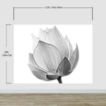 Mural de pared con flor de loto en blanco y negro n.° 6116