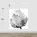 Mural de pared con flor de loto en blanco y negro n.° 6116