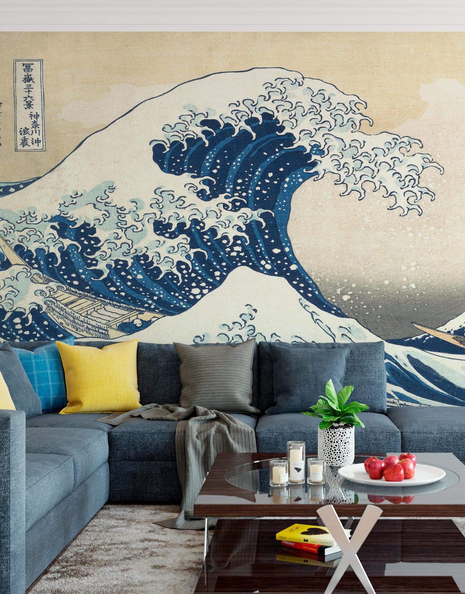 Mural de pared La gran ola de Kanagawa de Katsushika Hokusai. #6121