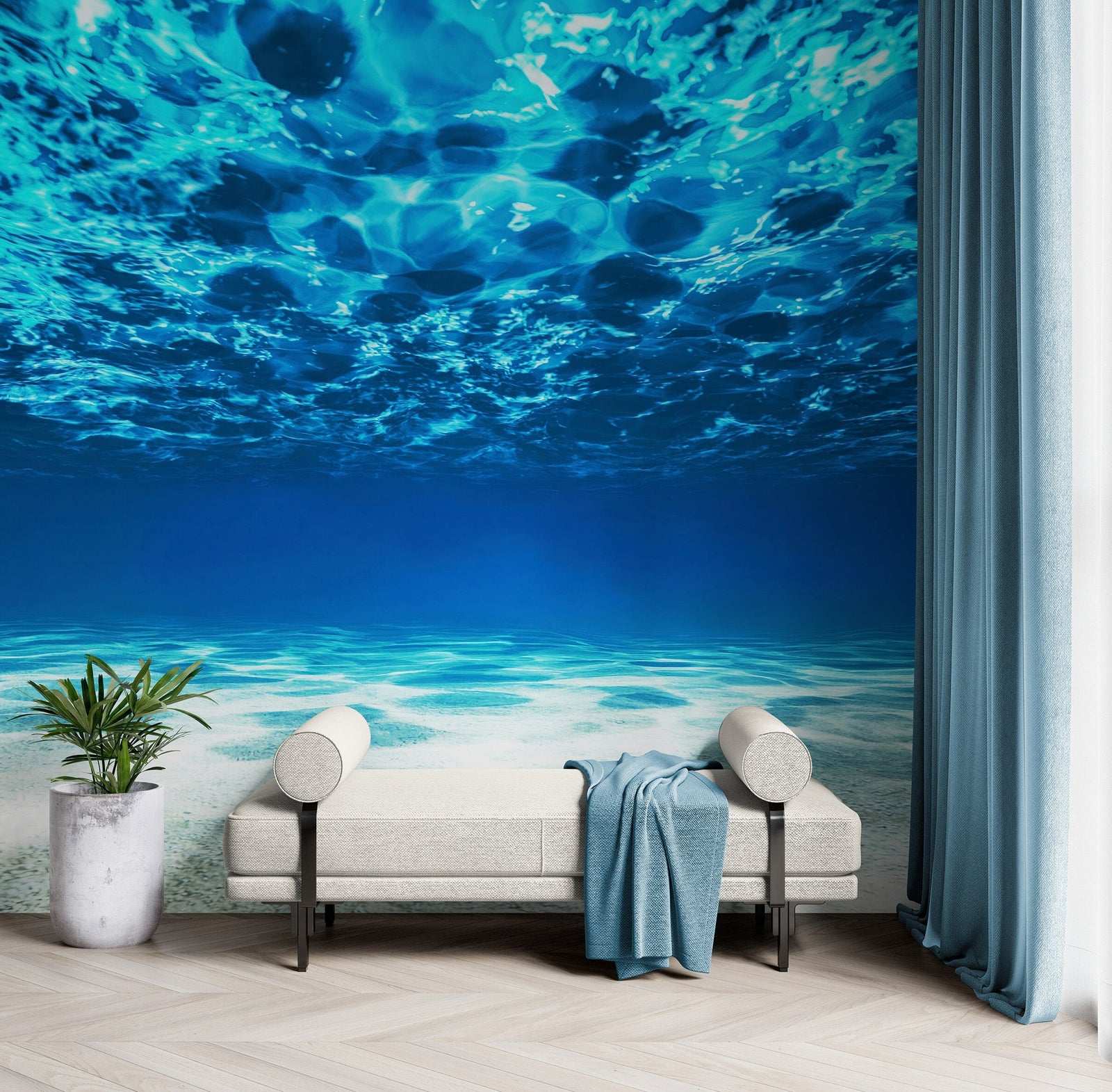 Fondo de pantalla submarino. Mural de pared con vista a una playa tropical n.° 6124