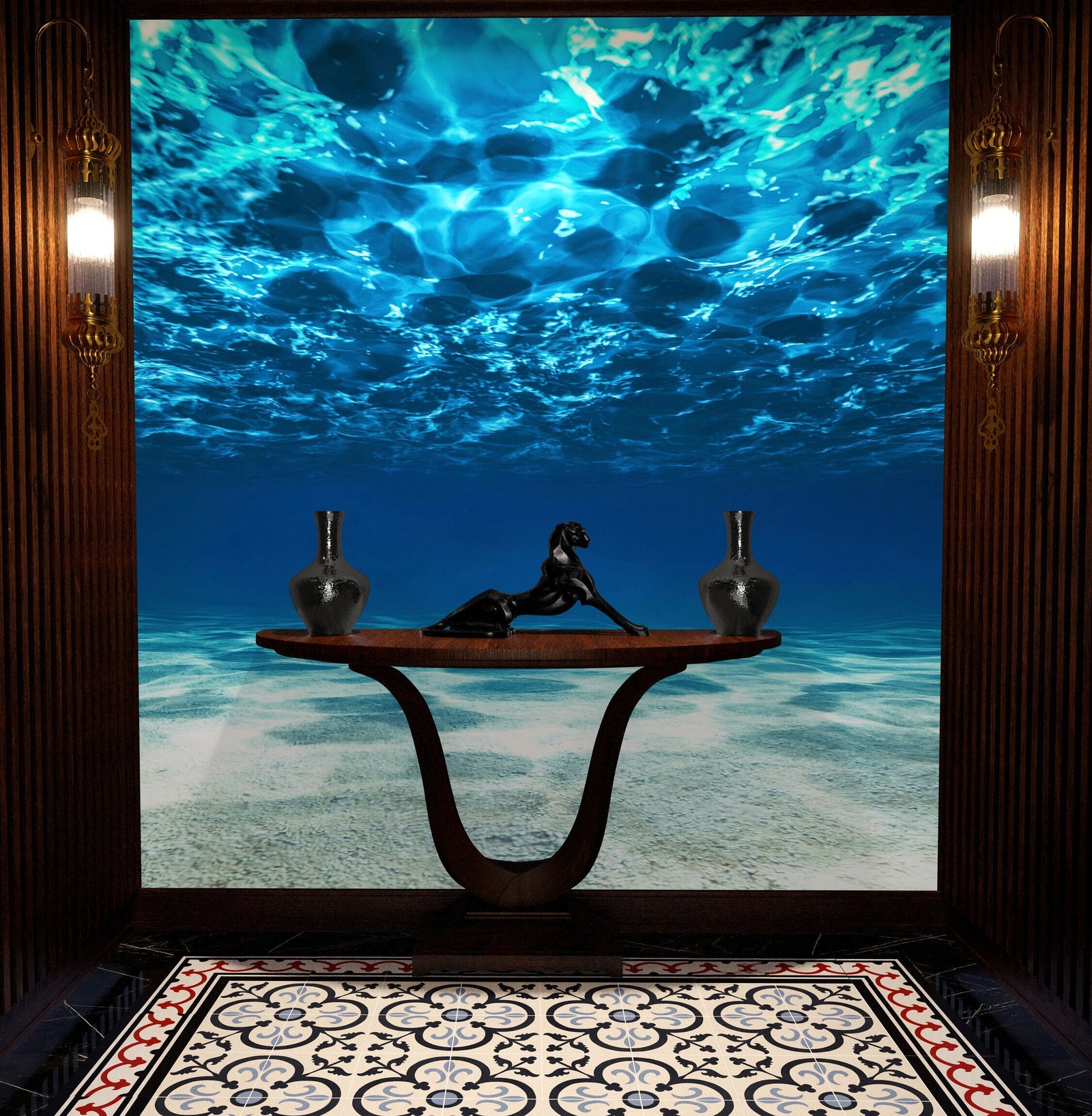 Fondo de pantalla submarino. Mural de pared con vista a una playa tropical n.° 6124