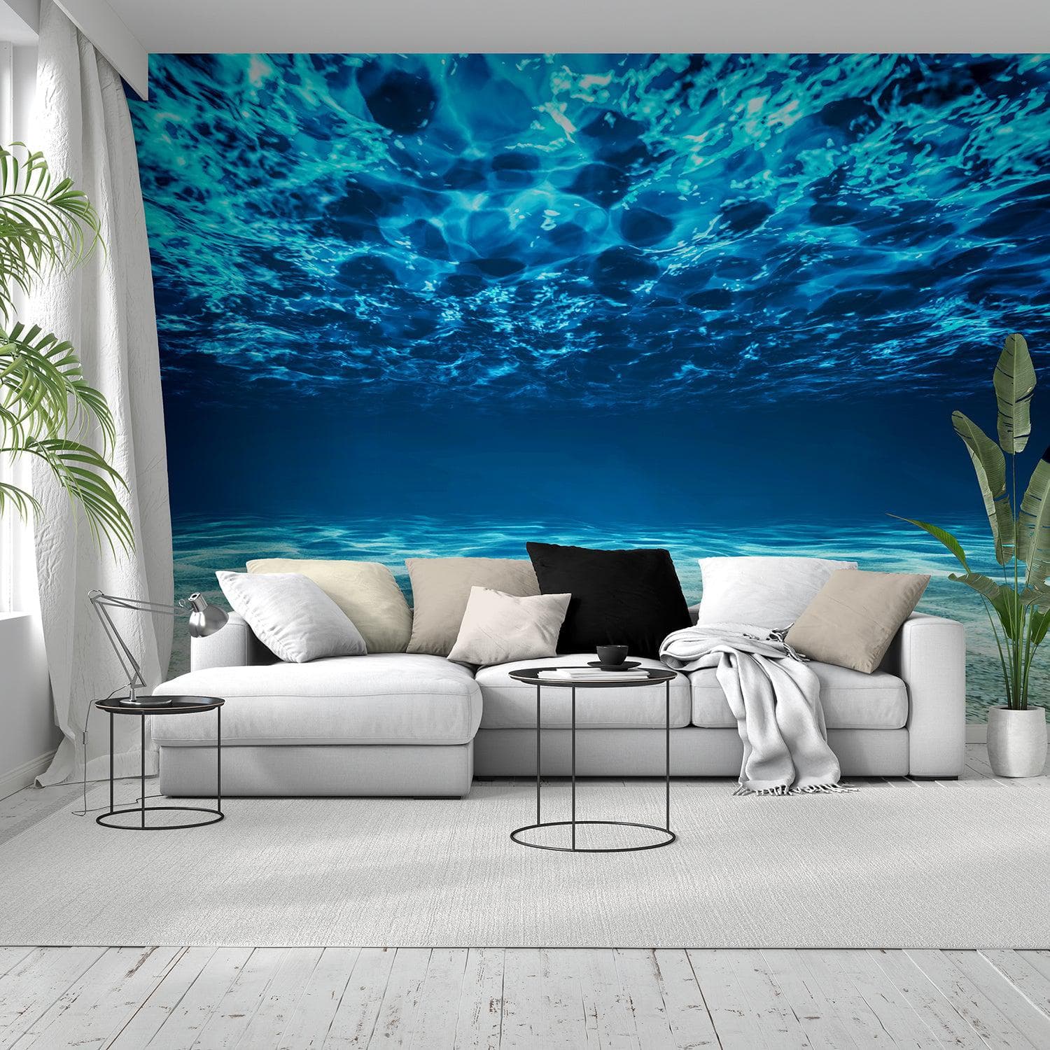 Fondo de pantalla submarino. Mural de pared con vista a una playa tropical n.° 6124