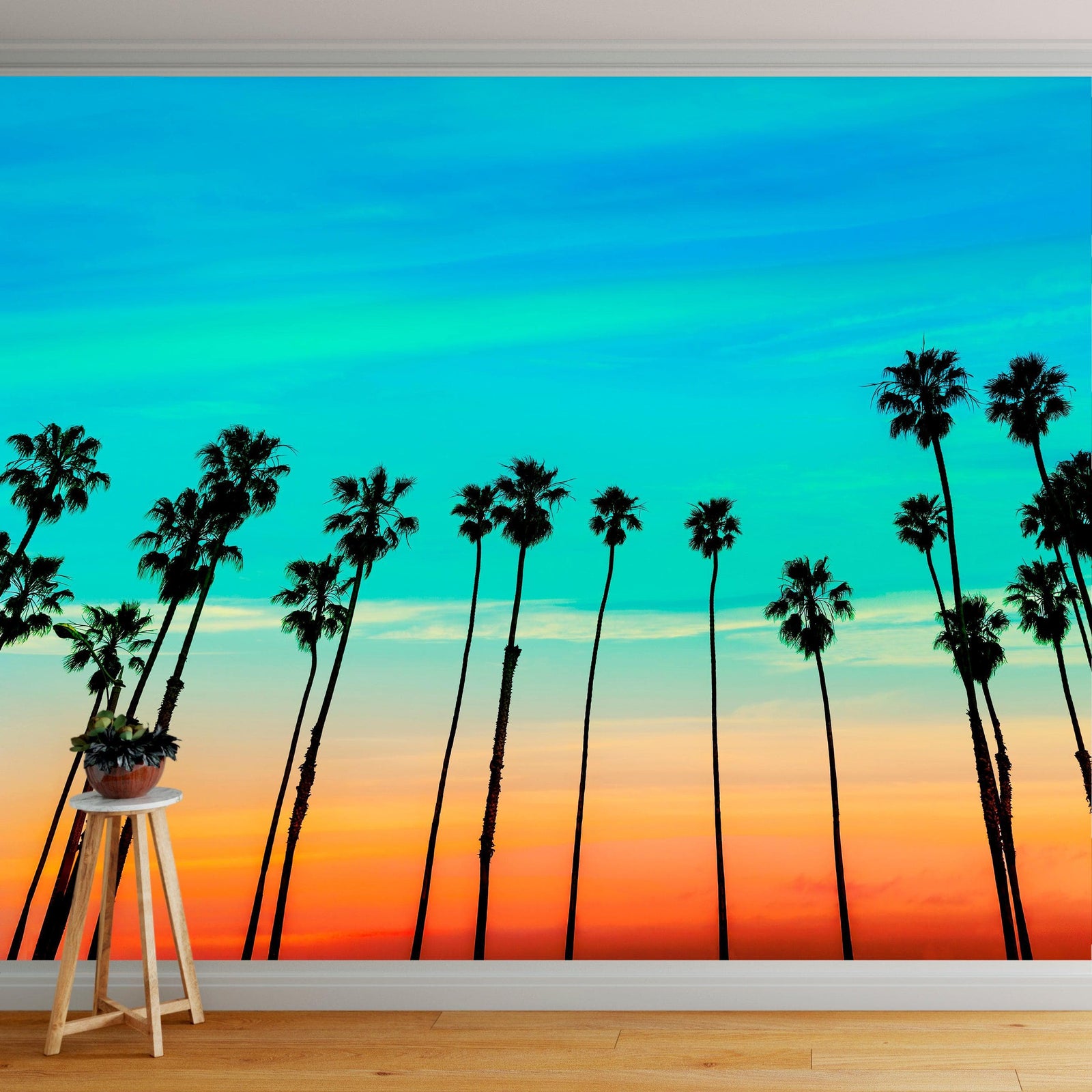 California SoCal Tropical Sunset Palm Trees Large Wall Mural. #6139