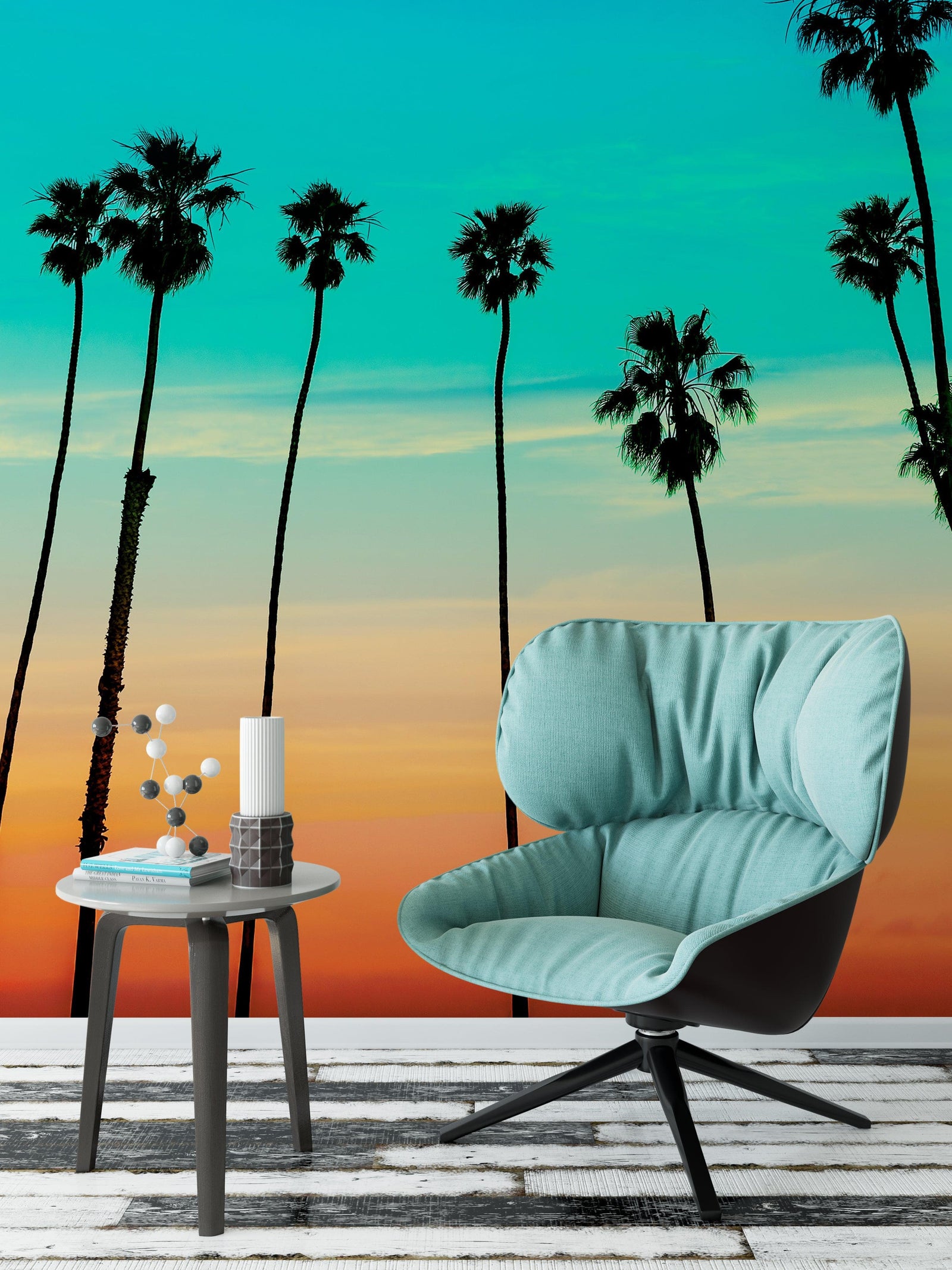 California SoCal Tropical Sunset Palm Trees Large Wall Mural. #6139