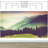 Mural de pared con vista al bosque de montaña con niebla colorida | Papel tapiz autoadhesivo. #6159