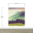 Mural de pared con vista al bosque de montaña con niebla colorida | Papel tapiz autoadhesivo. #6159