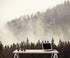 Foggy Misty Forest Tree Over Mountain Wall Mural. #6171