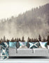 Foggy Misty Forest Tree Over Mountain Wall Mural. #6171