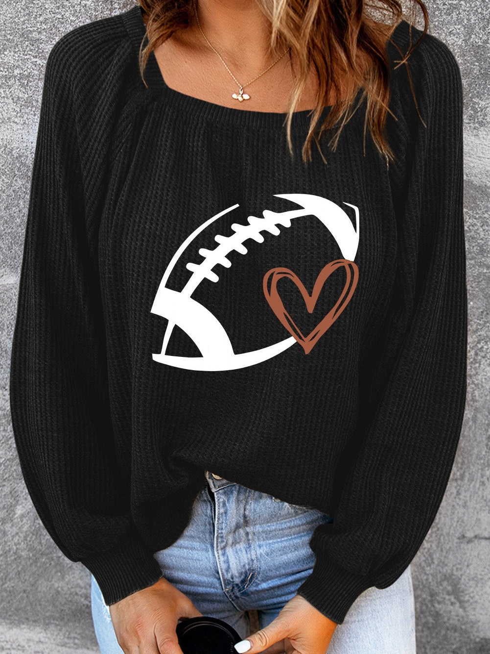 Team Spirit Waffle Knit Football Top