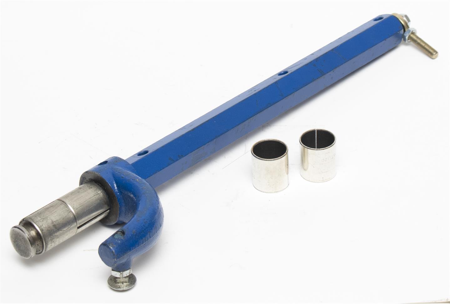 Blue metal tool with attachments on a white background