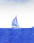 Whale in Ocean Wall Mural. Watercolor artwork of whale, island and sailboat. Peel and Stick Wallpaper. #6197