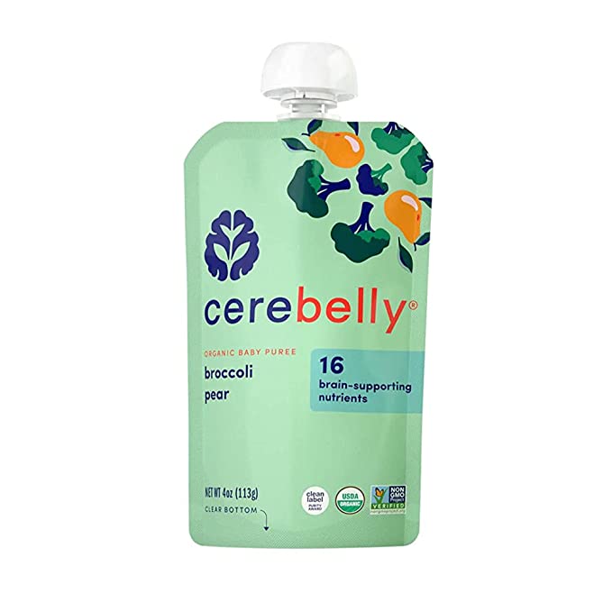 Puré de brócoli y pera Cerebelly (paquete de 6, 4 oz)