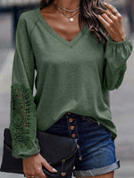 Everyday V-Neck T-Shirt with Crochet Sleeves
