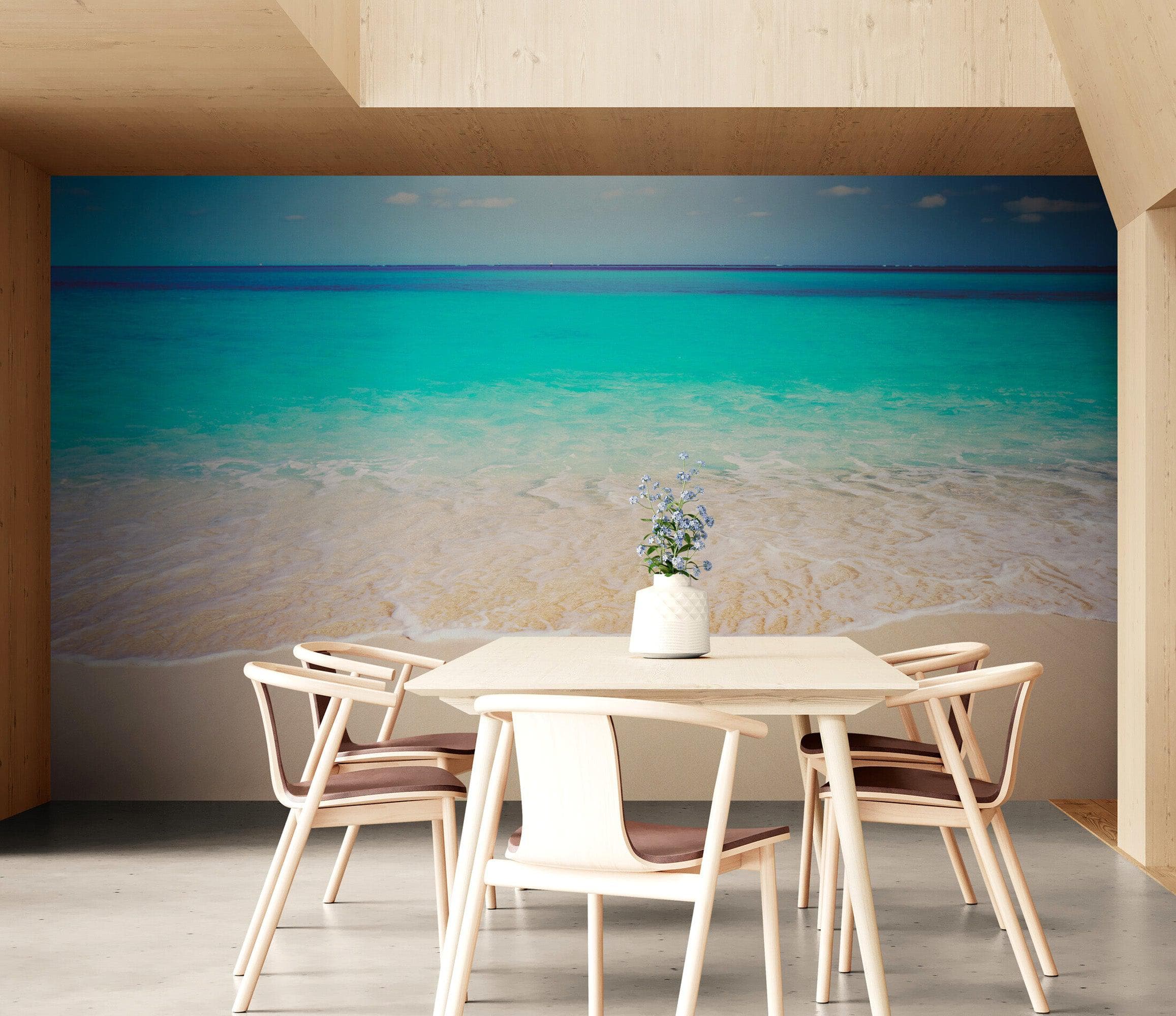Tropical White Sand Paradise Beach Ocean Wave Scenery Wall Mural. #6201