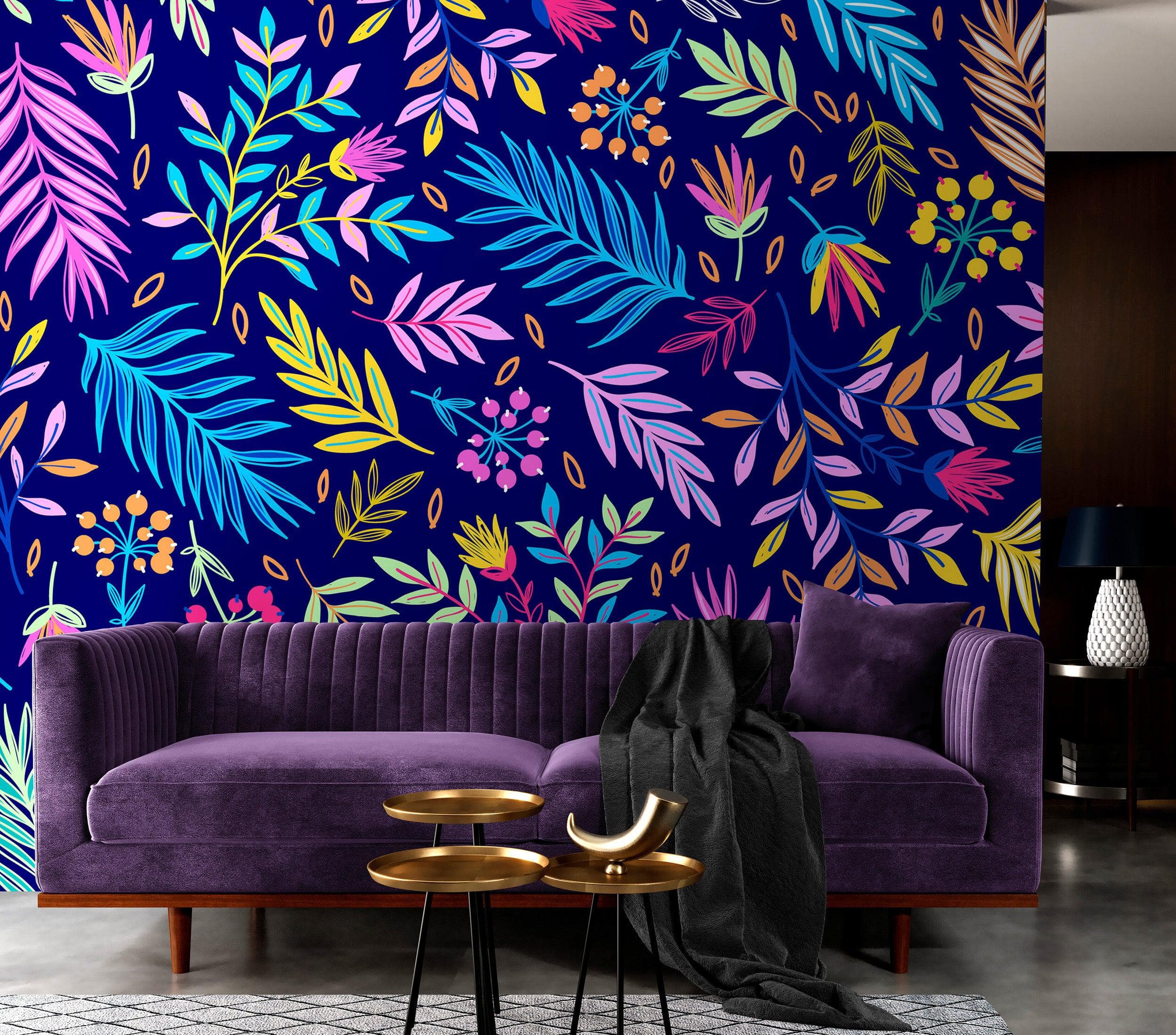 Bright Colorful Fern Arrangement Mural. #6223