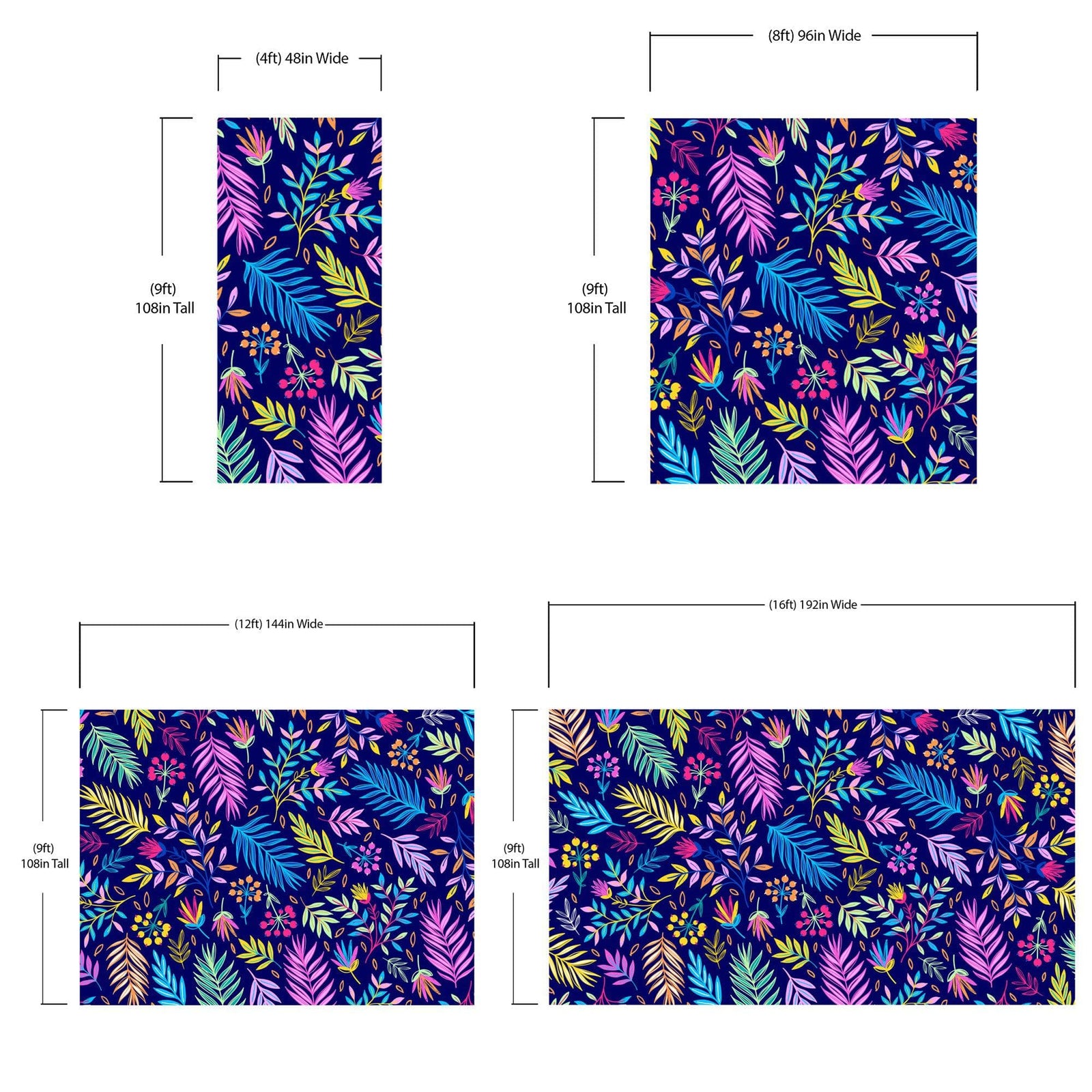 Bright Colorful Fern Arrangement Mural. #6223