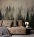 Papel tapiz con paisaje de bosque de pinos brumoso. Mural de pared autoadhesivo para decoración de pared de habitación infantil. N.º 6237