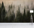 Papel tapiz con paisaje de bosque de pinos brumoso. Mural de pared autoadhesivo para decoración de pared de habitación infantil. N.º 6237
