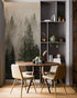 Papel tapiz con paisaje de bosque de pinos brumoso. Mural de pared autoadhesivo para decoración de pared de habitación infantil. N.º 6237