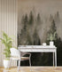 Papel tapiz con paisaje de bosque de pinos brumoso. Mural de pared autoadhesivo para decoración de pared de habitación infantil. N.º 6237
