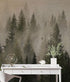 Papel tapiz con paisaje de bosque de pinos brumoso. Mural de pared autoadhesivo para decoración de pared de habitación infantil. N.º 6237