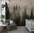 Papel tapiz con paisaje de bosque de pinos brumoso. Mural de pared autoadhesivo para decoración de pared de habitación infantil. N.º 6237