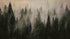 Papel tapiz con paisaje de bosque de pinos brumoso. Mural de pared autoadhesivo para decoración de pared de habitación infantil. N.º 6237