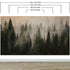 Papel tapiz con paisaje de bosque de pinos brumoso. Mural de pared autoadhesivo para decoración de pared de habitación infantil. N.º 6237