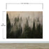 Papel tapiz con paisaje de bosque de pinos brumoso. Mural de pared autoadhesivo para decoración de pared de habitación infantil. N.º 6237