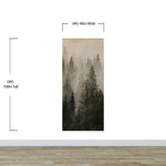 Papel tapiz con paisaje de bosque de pinos brumoso. Mural de pared autoadhesivo para decoración de pared de habitación infantil. N.º 6237