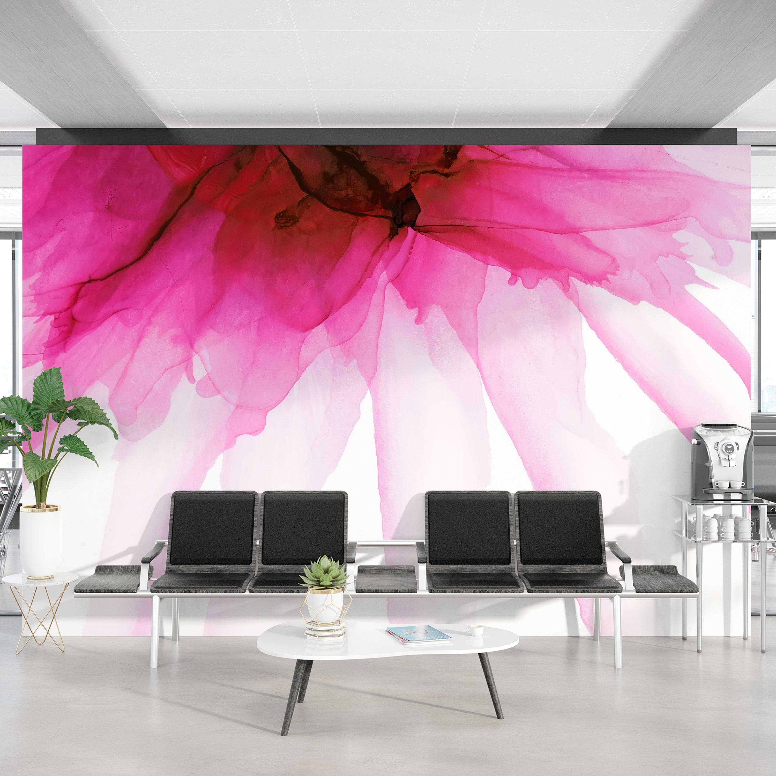 Diseño abstracto con tinta de alcohol y acuarela de flores rosas. Mural de pared autoadhesivo. N.º 6252