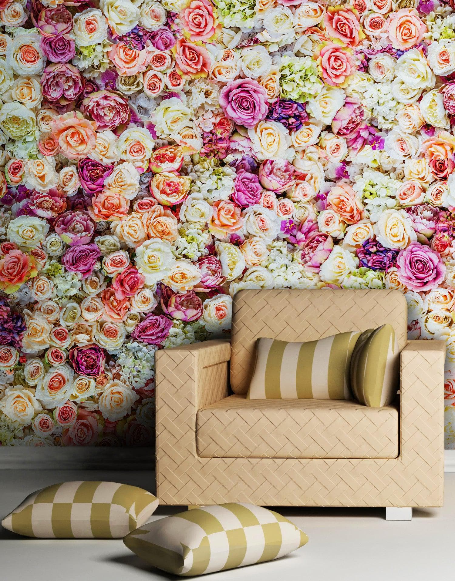 Mural de pared autoadhesivo con diseño de peonías. Fondo de boda. N.º 6277