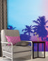 Mural de pared Miami Tropical Palm Tree Vice Color. Colores vivos Miami Vice Blue y Fucsia. #6281